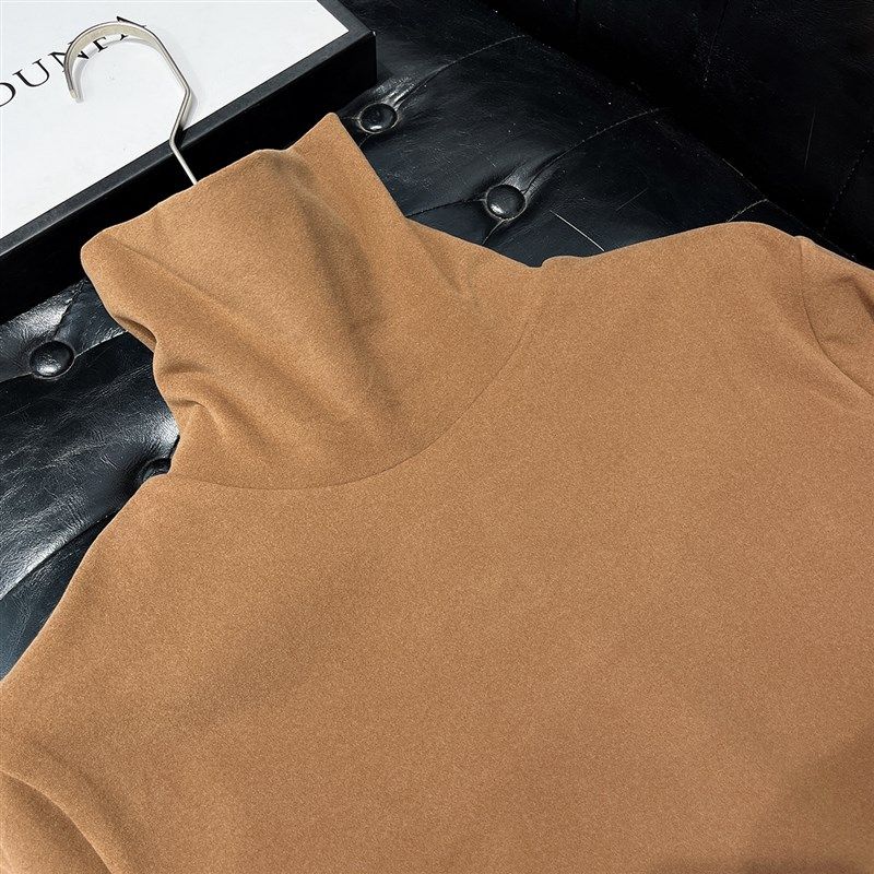 加厚双面绒高领T恤长袖男士修身内搭秋冬澳绒发热加绒保暖打底衫