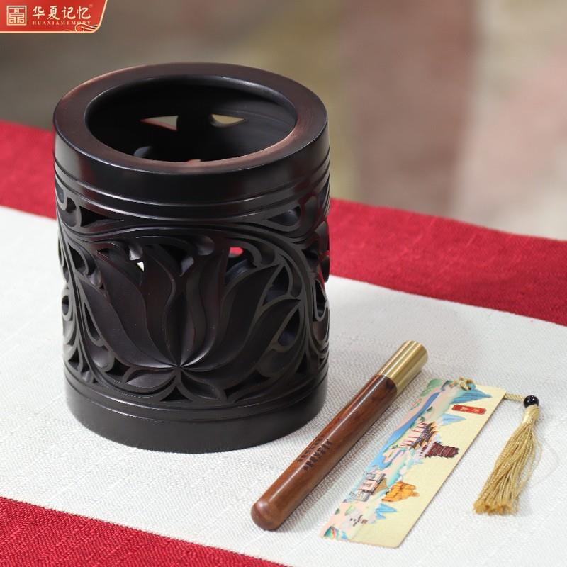 章丘龙山黑陶笔筒三件套企业礼品 新中式创意桌面摆件 送老师节日