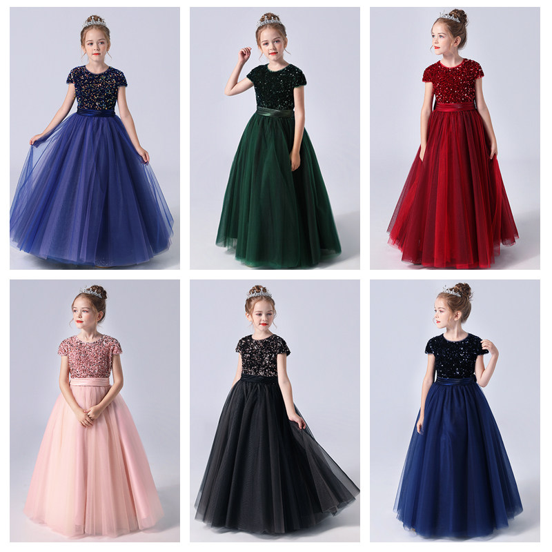 女童高端礼服儿童主持人蓬蓬纱小提琴演奏礼服裙中大童演出服秋冬