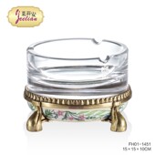 茱莉安法式 艺术奢华客厅家用捷克水晶镶铜烟灰缸工艺品桌面摆件