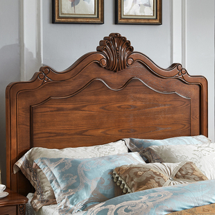 欧式 卧室房间1.5米双人床 家具雕花大床1.8米婚庆床 全实木床 美式
