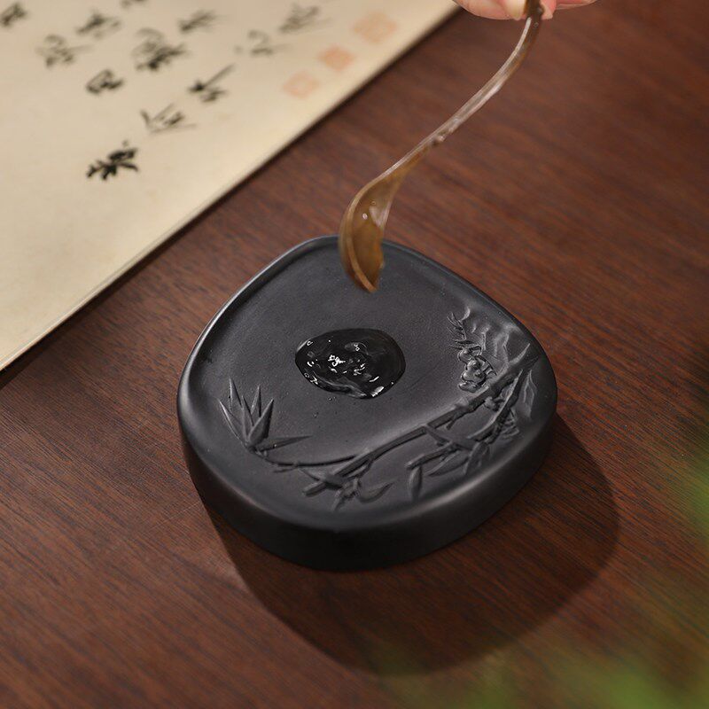 【西泠印社】竹韵墨香歙砚黑龙潭坑砚台砚石毛笔书法专用安徽高端