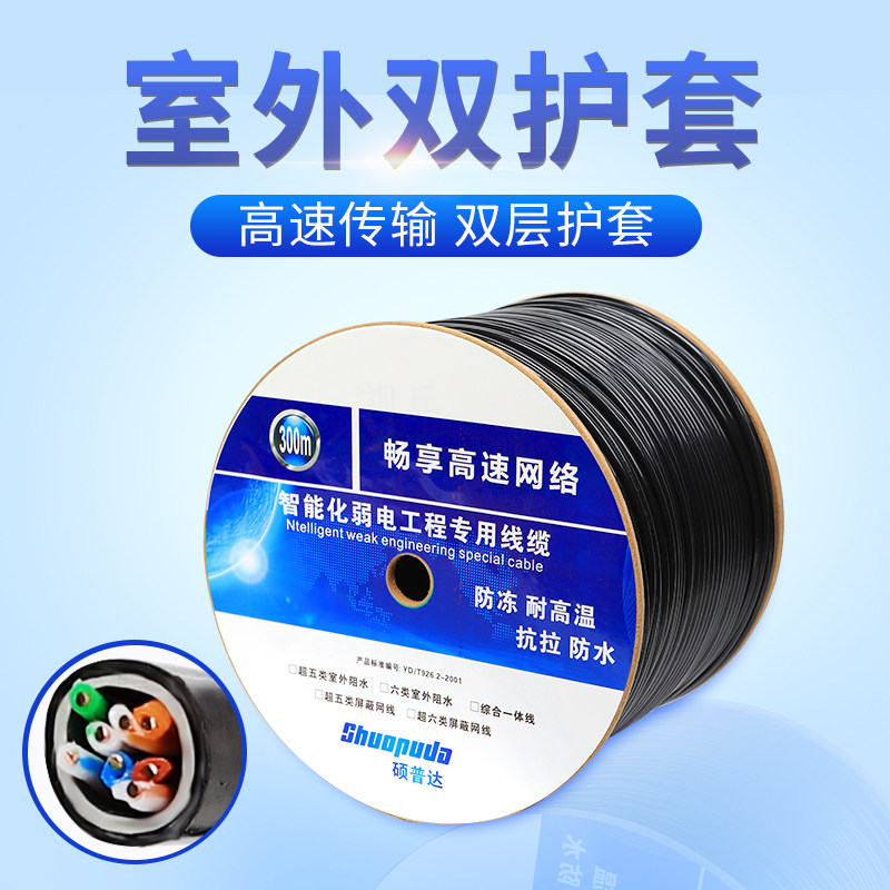 网线家用超6六类千兆高速宽带电脑5五类成品室外路由器网络20米15