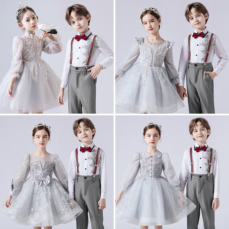 儿童大合唱演出服中小学生诗歌朗诵表演服装男女童元旦礼服套装新