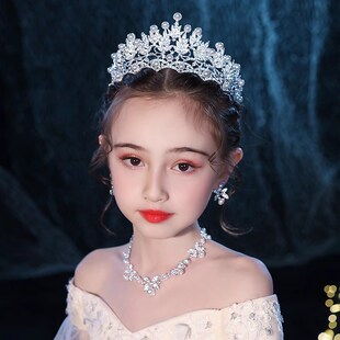 新款公主皇冠儿童高级感黄冠头饰主持人礼服配饰生日王冠演出发饰