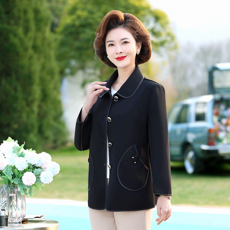 妈妈春装短外套女2023新款洋气小西装中老年春秋气质夹克上衣薄款