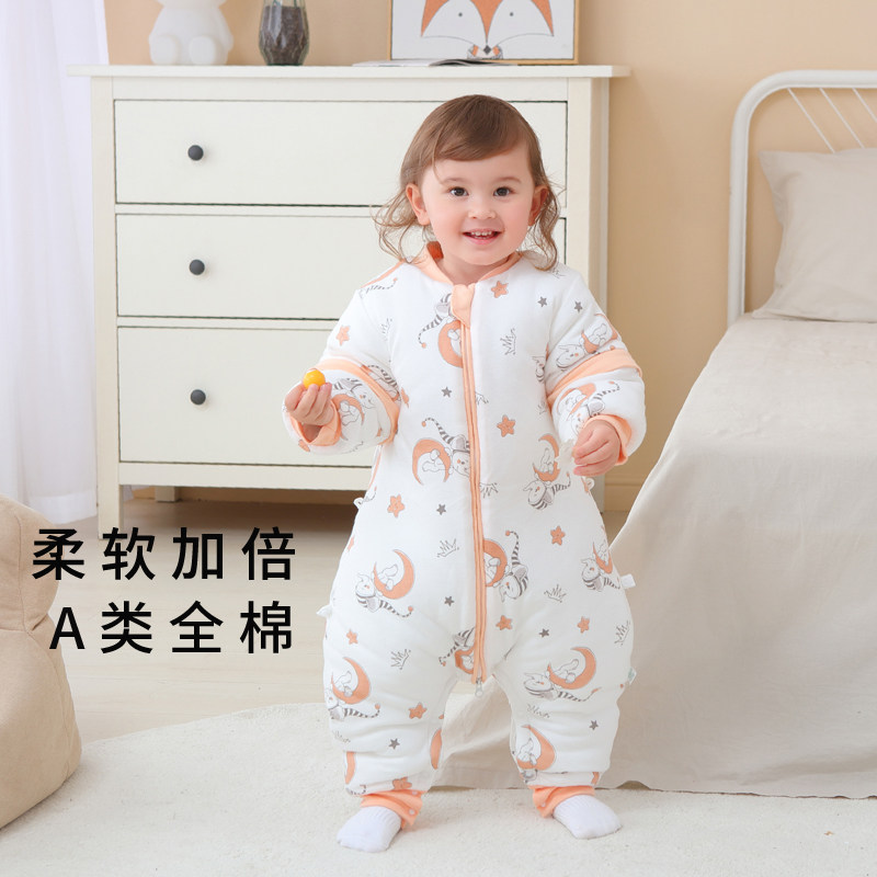 婴儿睡袋秋冬款宝宝春秋恒温睡袋双层新生儿童防踢被小孩四季通用