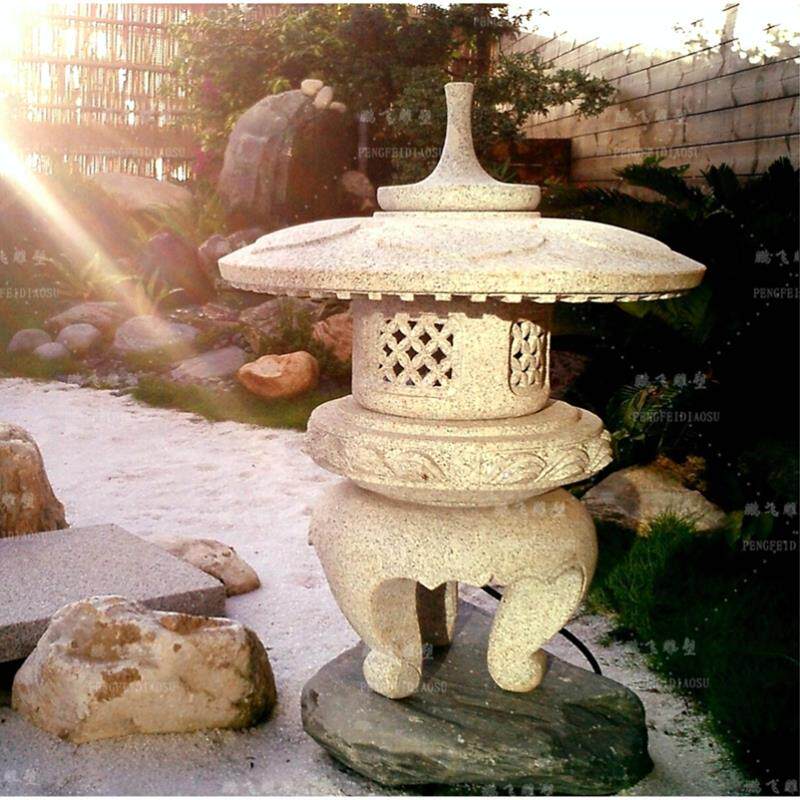 石灯日式禅意庭院灯仿古石灯塔园林景观户外石灯笼圆顶灯酒店摆件