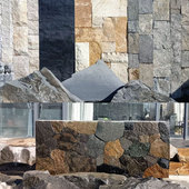 花岗岩石材流水背景墙天然石材景观墙石头石皮墙门口形象墙厂定制