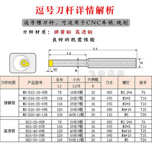 内孔深槽刀大切深逗号刀片槽深6.5毫米内孔割刀深槽切刀杆圆弧槽