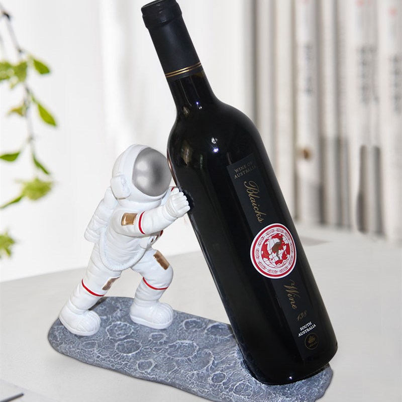 宇航员摆件红酒架高端展示架轻奢家用斜放酒瓶架置物架酒柜装饰品