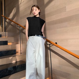 洛边 生人勿近!针织上衣夏季新款背心无袖半高领氛围感T恤百搭女