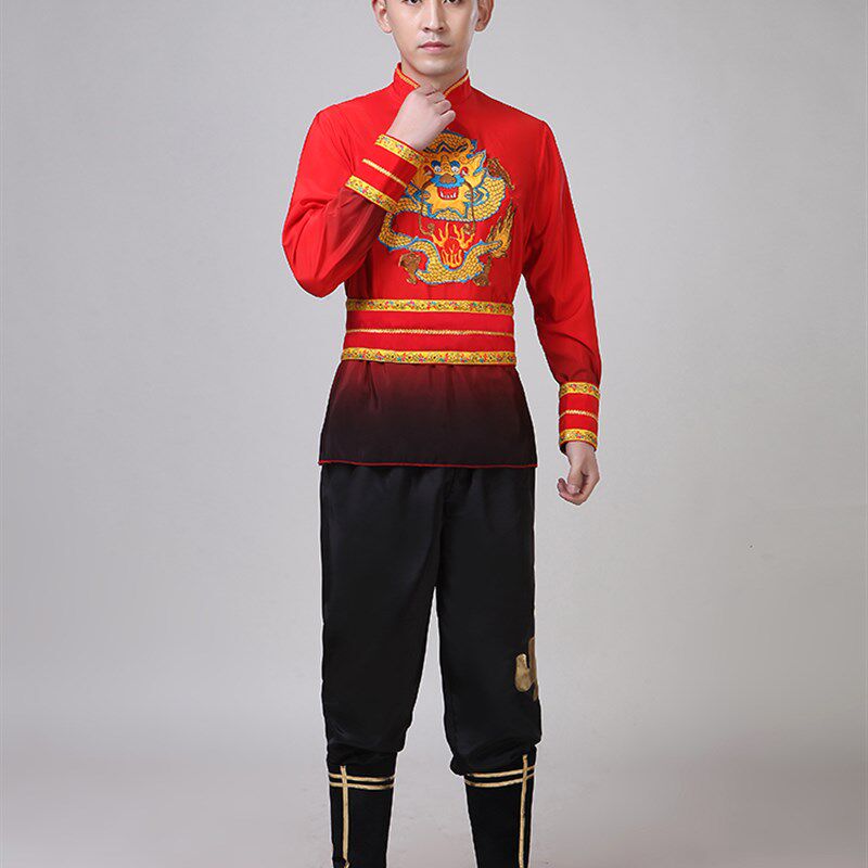 2022新款打鼓服演出服杂技男舞龙表演鼓手秧歌舞蹈中国风打鼓服装