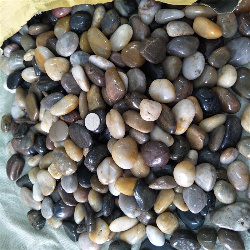 天然雨花石鹅卵石园林铺地铺路五彩石子园艺庭院路面彩色小石头吨