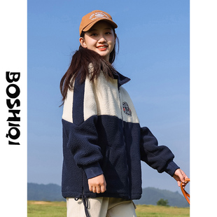 初中生加绒加厚外套秋冬装新款羊羔毛外套高中学生少女孩大童运动