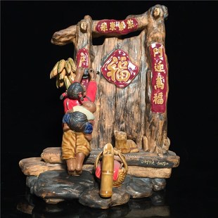 石湾公仔陶瓷摆件创意工艺精品餐厅复古摆设人物送老人家礼品过年