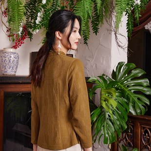 布符冬季新款中式上衣女衬衣打底衫手工绣花舒适保暖时尚休闲