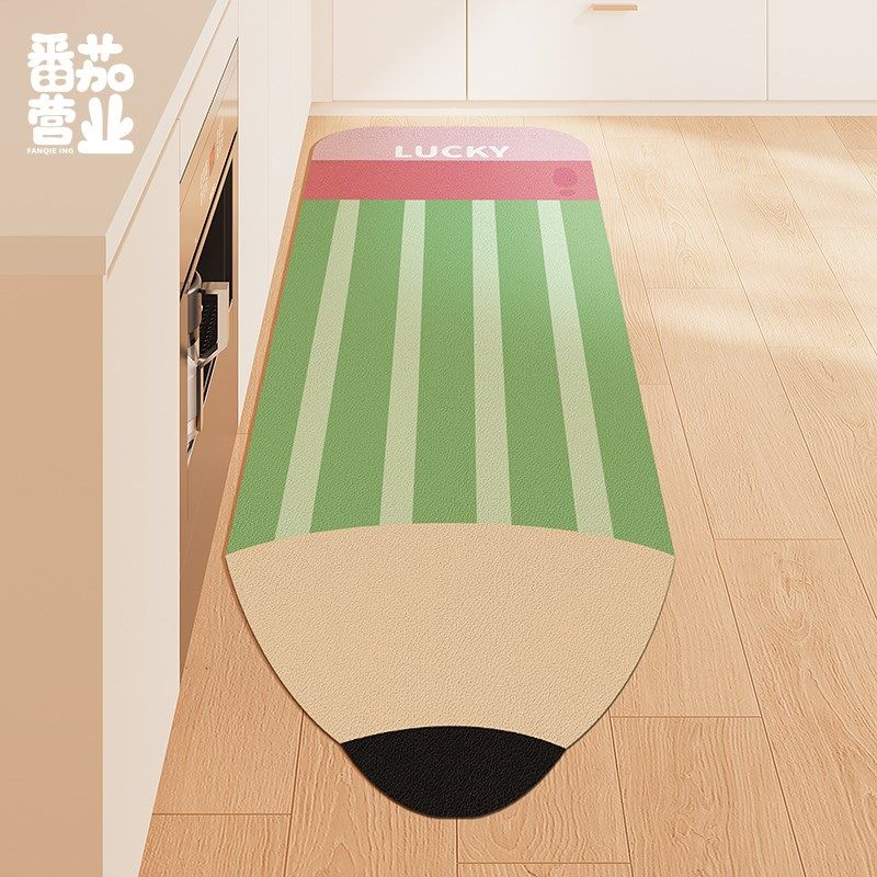 家用厨房地垫卡通创意吸水吸油防滑皮革脚垫免洗可擦地毯长条门垫,居家布艺,厨房地垫,淘宝优惠券,粉丝福利购,淘宝优惠卷