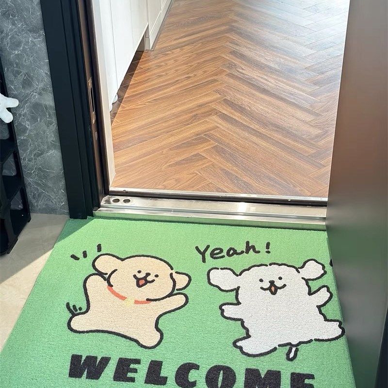 可爱小狗入户丝圈地垫趣味欢迎回家玄关大门垫刮泥蹭土脚垫可裁剪,居家布艺,入户地垫,淘宝优惠券,粉丝福利购,淘宝优惠卷