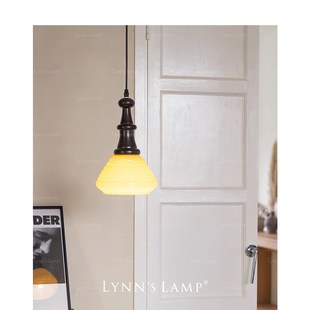 Lynns立意 复古床头卧室小吊灯 中古风胡桃木色吧台法式侘寂风灯