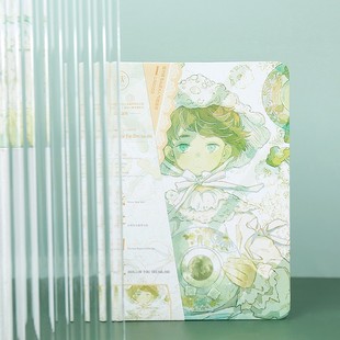 拾光32K圆背立体精装本浅雾幻境白雾茶会创意插画手帐记事笔记本