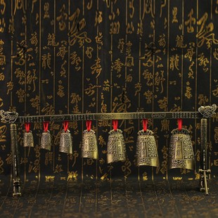 中式合金演奏乐器仿古双层编钟模型摆件工艺品婚庆影视道具