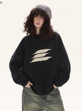 LOSTCTRL原创设计潮牌logo毛衣男女秋冬慵懒风宽松针织衫外套毛衫