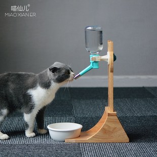 喵仙儿宠物饮水器实木架子竹木橡木狗狗喝水器宠物挂式猫狗水壶