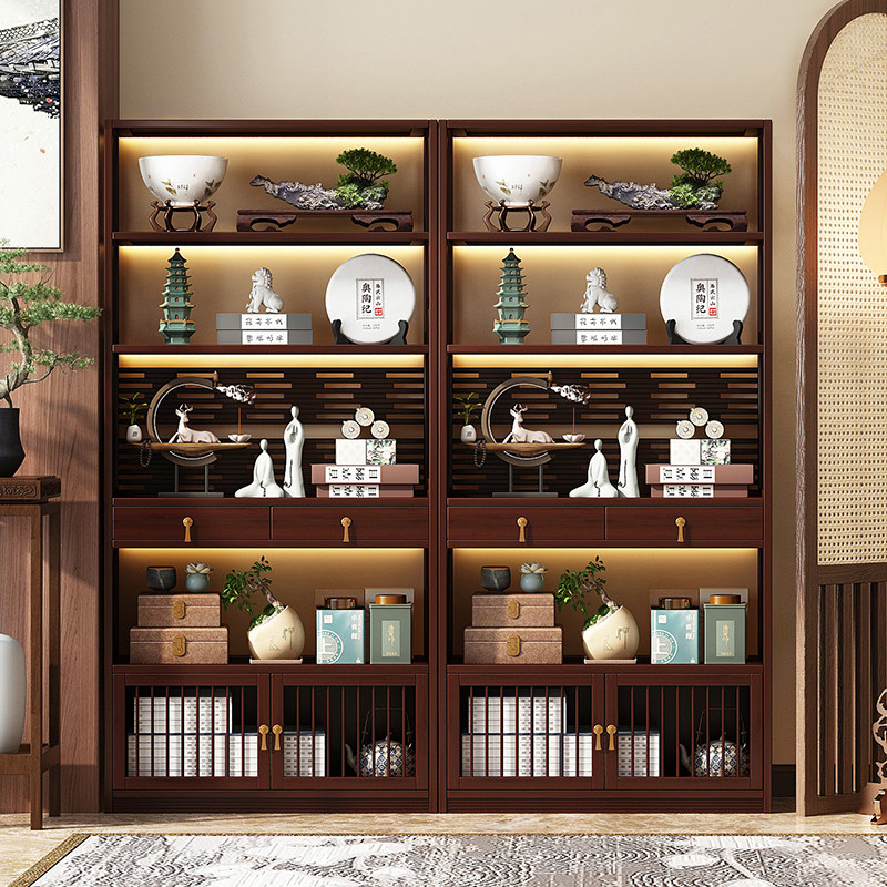 博古架实木新中式茶柜茶叶架展示柜茶室茶桌置物架多宝阁茶具架子,住宅家具,多宝格/博古架,淘宝优惠券,粉丝福利购,淘宝优惠卷
