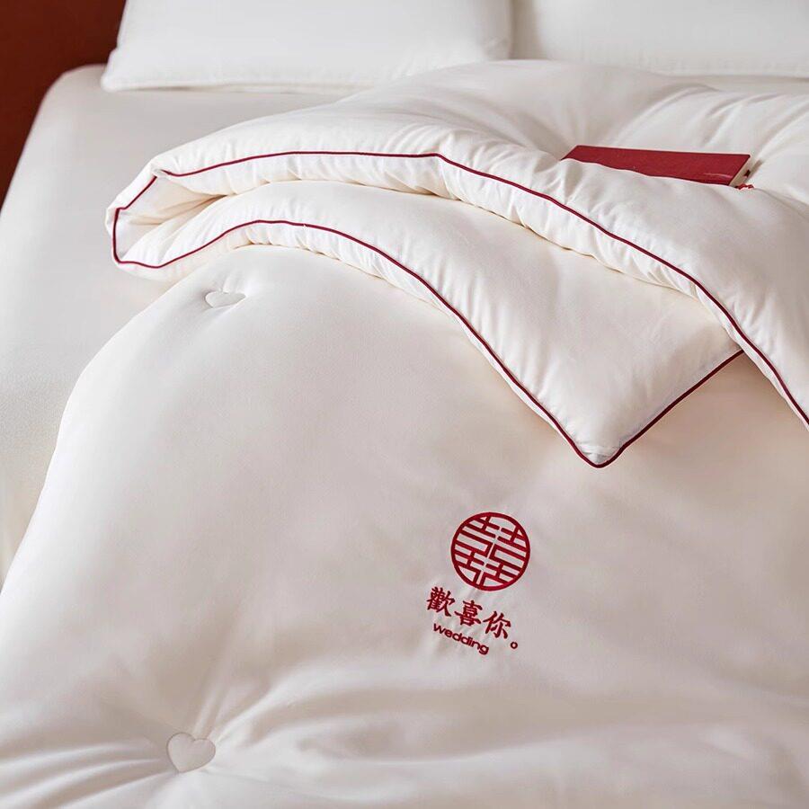 罗兰家纺结婚庆陪嫁喜被春秋被子冬大豆纤维被芯喜字加厚冬被褥子