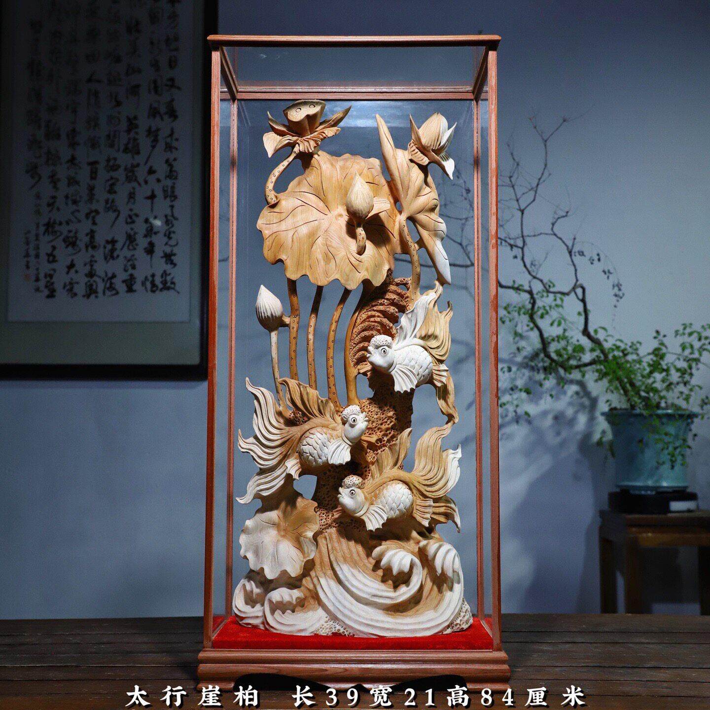 崖柏根雕木雕摆件金玉满堂花鸟山水实木雕刻客厅玄关办公室纯手工