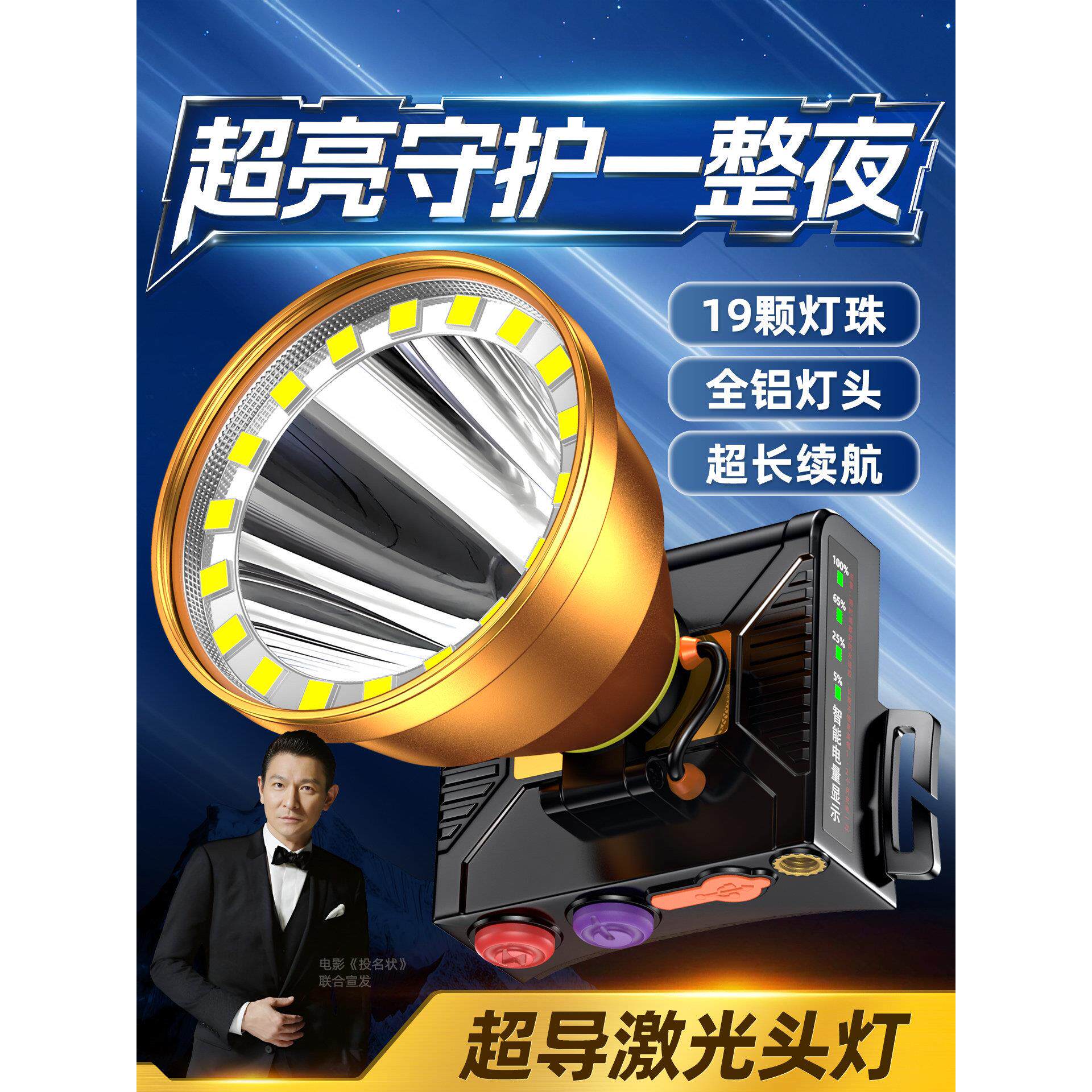 头戴式强光头灯强光新款超亮超长续航钓鱼专用灯赶海充电户外矿灯