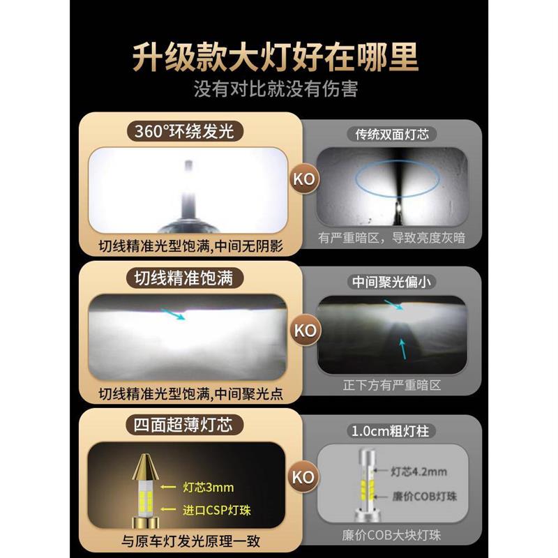 适用於现代名图的LED大灯灯泡改装远光近光专用超亮激光汽车灯泡