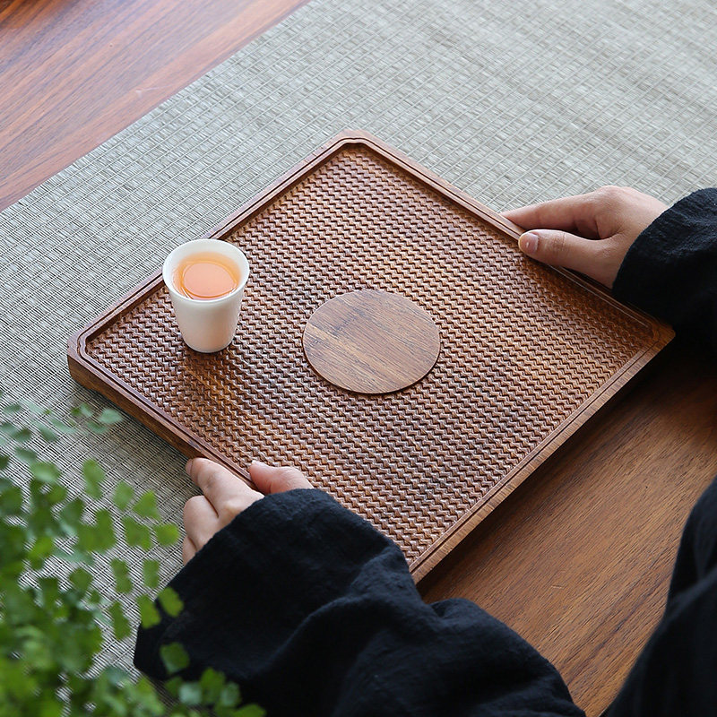 中式圆形壶承干泡盘竹制茶承复古家用茶托隔热垫简约托盘功夫茶具