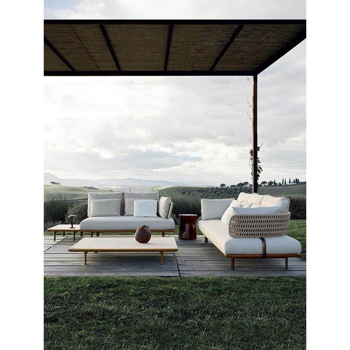 户外休闲沙发茶几组合别墅庭院藤编防腐实木防雨防晒室外柚木家具