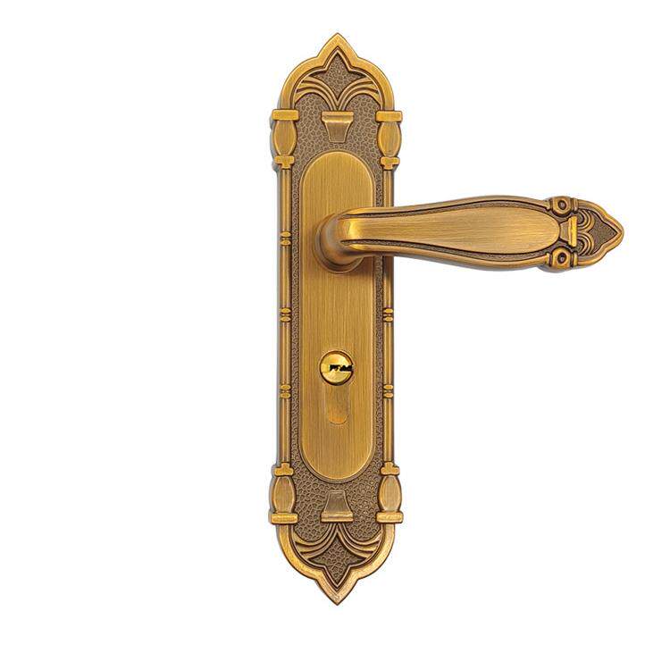 永久福简易实木门单舌无音锁房间浴室门把手室内门黄色青铜门锁