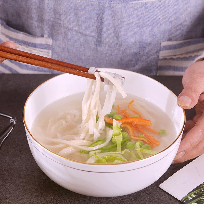 【2个装】景德镇7英寸骨瓷泡面碗套装家用中式陶瓷金边大号米饭碗