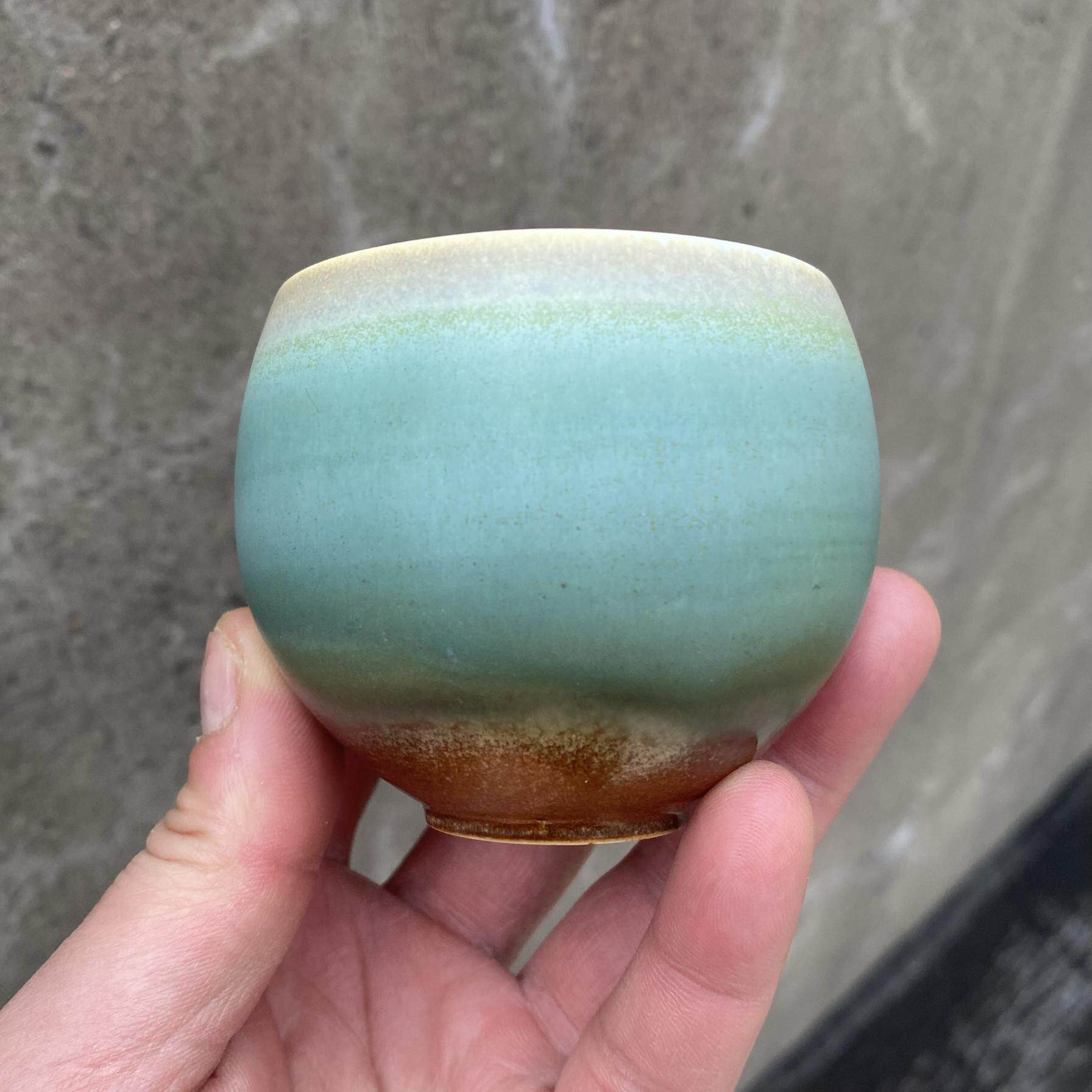 景德镇窑变青色手工陶瓷禅定杯功夫茶具复古家用主人杯单杯品茗杯