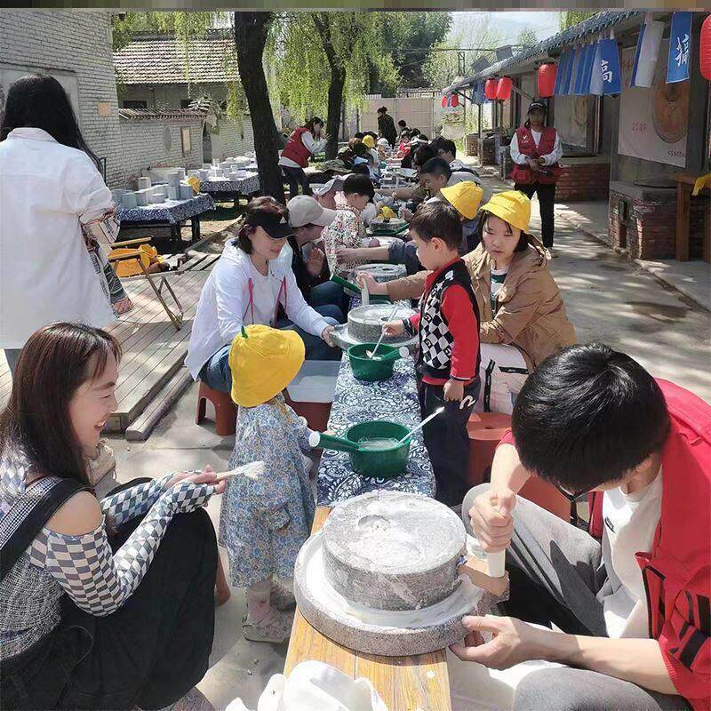 小石磨家用小型豆浆豆腐研学基地亲子活动手动推拐磨盘石碾石墨子