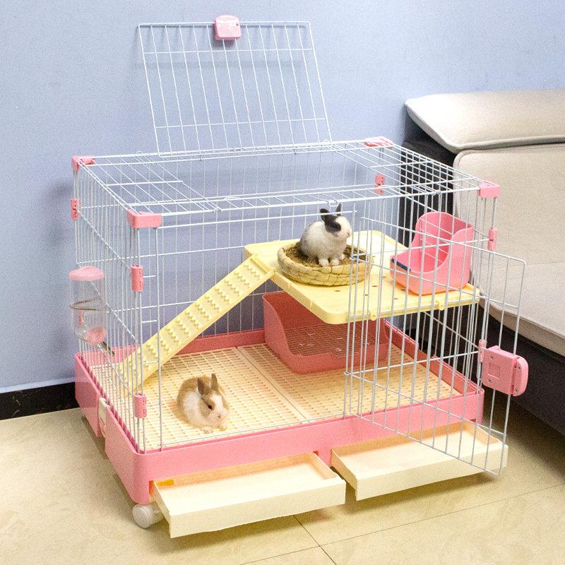 兔笼兔子笼双层抽屉豚鼠龙猫荷兰猪自动清粪便防喷尿宠物大号笼子
