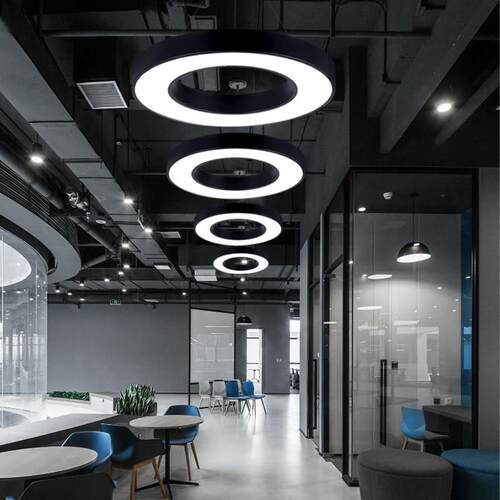 LED圆形圆环吊灯健身房超市店铺大堂前台走廊工业风圆圈环形灯具