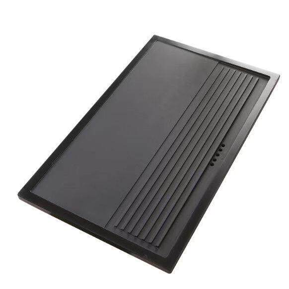 乌金石茶盘定制整板火烧石材雕刻嵌入家用茶桌漏水面板盖茶台直排