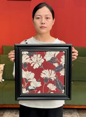 现代红色复古风花朵客厅挂画A013沙发背景墙卧室装饰画4040