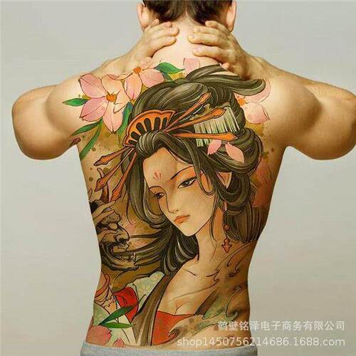 纹身贴男防水持久半永久男士高级感文身贴后背大面积仿艺妓老虎厂