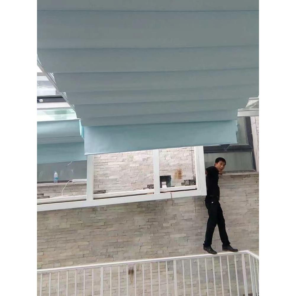 北京定制玻璃房阳光房顶遮阳帘双层加厚隔热蜂巢帘电动折叠天棚帘