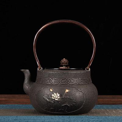 金龟堂鎏金纯手工铸铁壶彷古煮茶炉覆古老铁壶生铁壶煮茶壶烧水壶