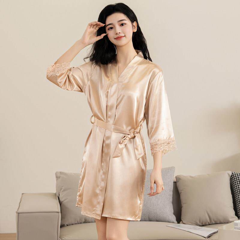 睡衣女2025新款冰丝女士睡袍夏季真丝绸浴袍家居服外穿高级感晨袍