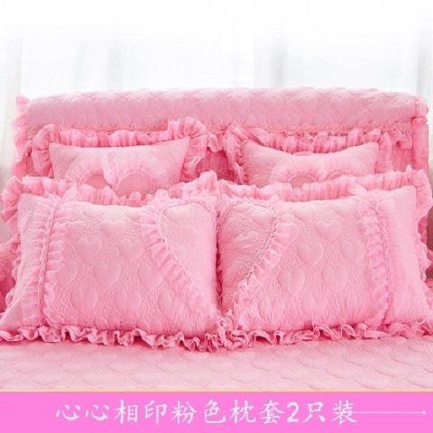 荷叶花边夹棉枕套公主风蕾丝枕芯套48x74c一对枕套情侣爱心枕头套