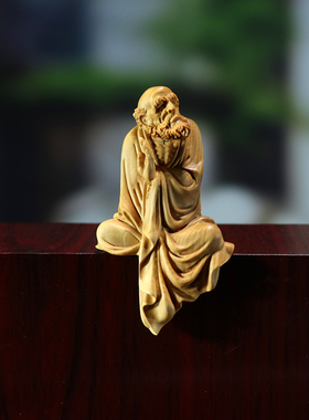 黄杨木雕家居装饰茶宠摆件手把件实木雕刻工艺品人物禅衣达摩祖师