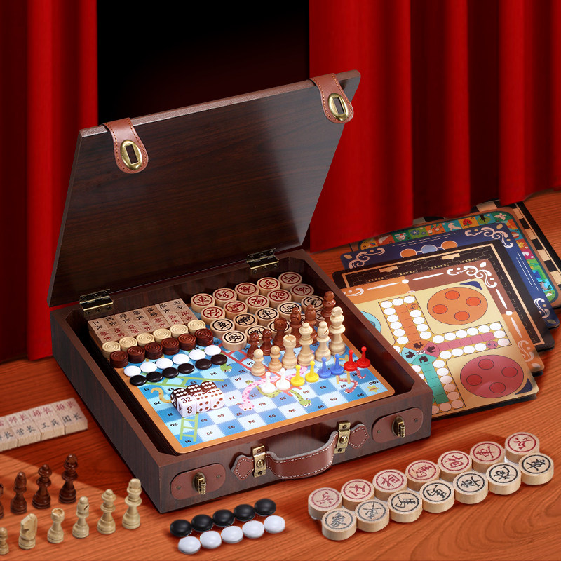 儿童多功能棋五子棋跳棋飞行象棋盘多合一棋类大全益智玩具围游戏